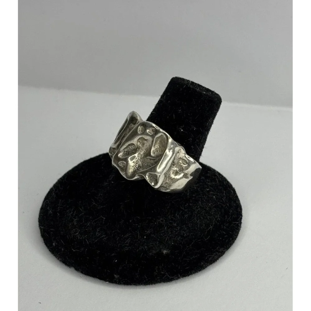 Sterling Silver Brutalist Abstract Ring Size 7 Artisan‎ Modernist Chunky